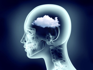 x-ray image of human head with brain fog
